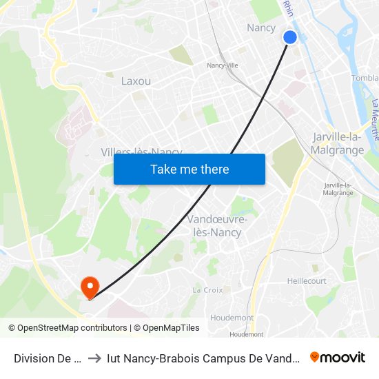 Division De Fer to Iut Nancy-Brabois Campus De Vandoeuvre map