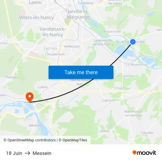 18 Juin to Messein map