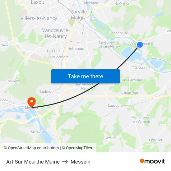 Art-Sur-Meurthe Mairie to Messein map