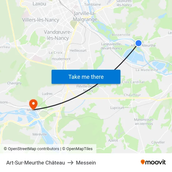 Art-Sur-Meurthe Château to Messein map