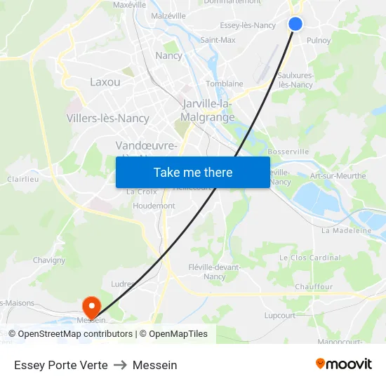 Essey Porte Verte to Messein map