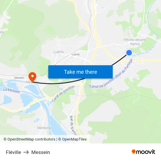 Fléville to Messein map