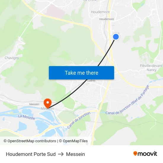 Houdemont Porte Sud to Messein map