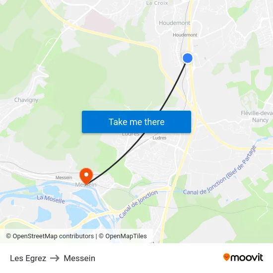 Les Egrez to Messein map