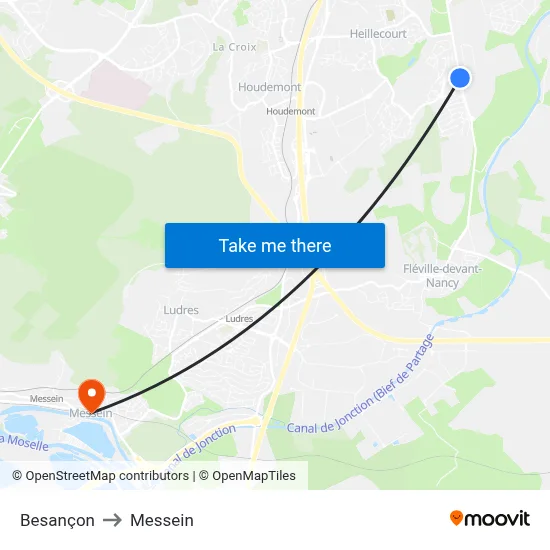 Besançon to Messein map