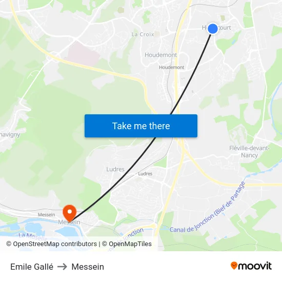 Emile Gallé to Messein map