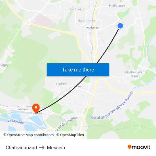 Chateaubriand to Messein map