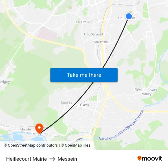 Heillecourt Mairie to Messein map