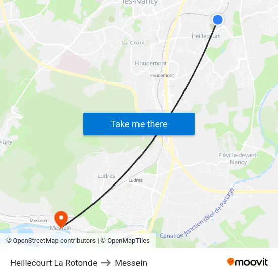 Heillecourt La Rotonde to Messein map