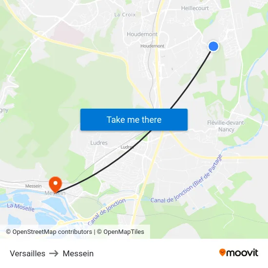 Versailles to Messein map
