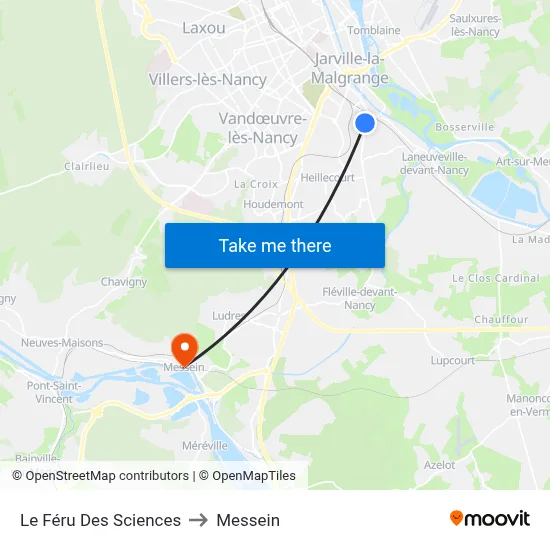 Le Féru Des Sciences to Messein map