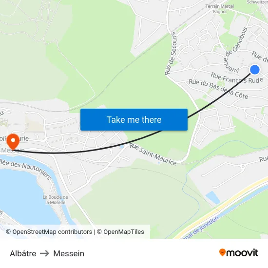 Albâtre to Messein map