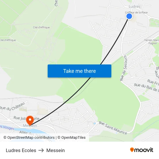 Ludres Ecoles to Messein map