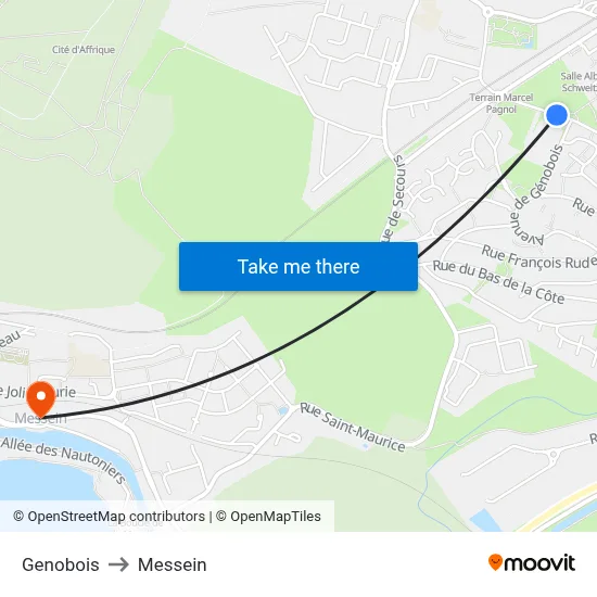 Genobois to Messein map