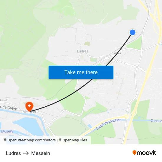 Ludres to Messein map