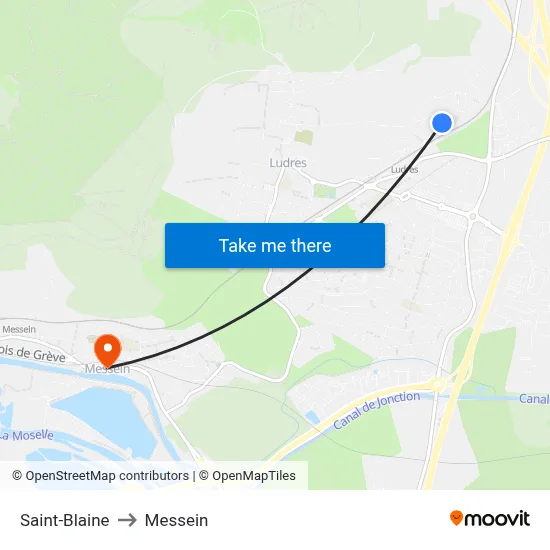 Saint-Blaine to Messein map