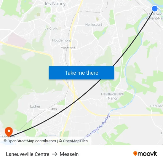 Laneuveville Centre to Messein map