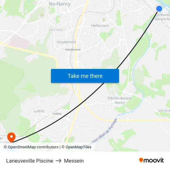 Laneuveville Piscine to Messein map