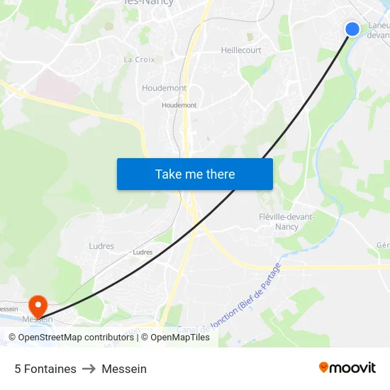 5 Fontaines to Messein map