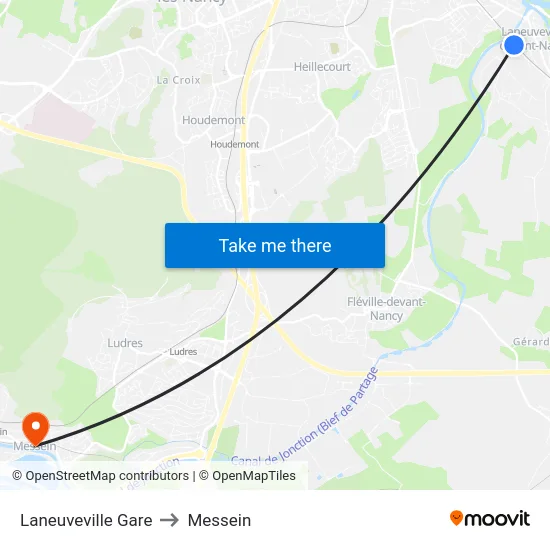 Laneuveville Gare to Messein map