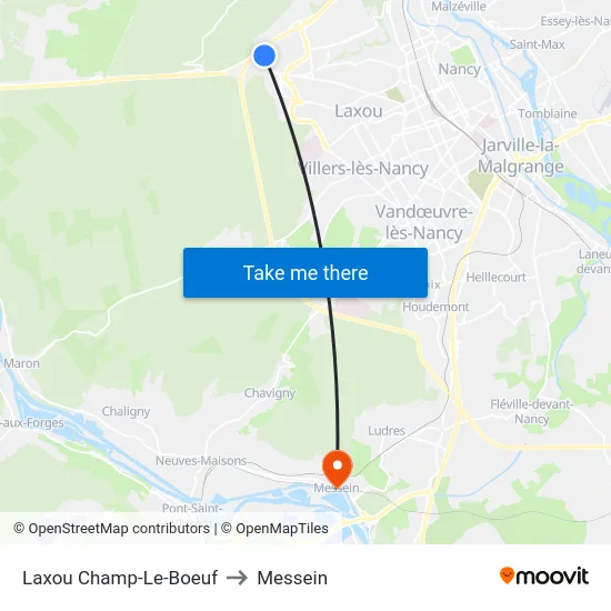 Laxou Champ-Le-Boeuf to Messein map