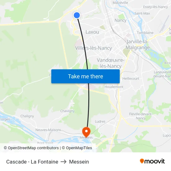 Cascade - La Fontaine to Messein map