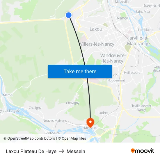 Laxou Plateau De Haye to Messein map