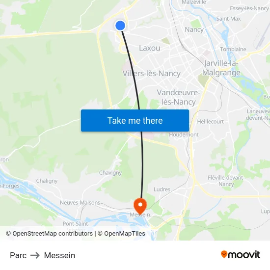 Parc to Messein map