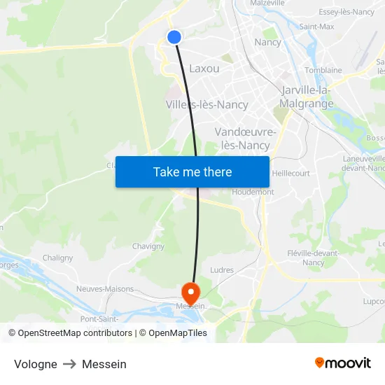 Vologne to Messein map