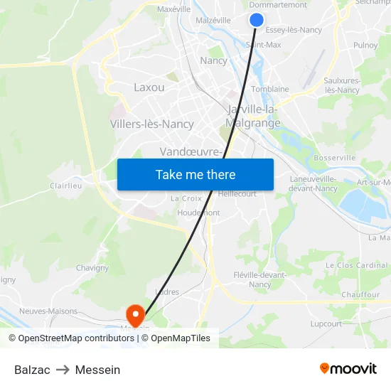 Balzac to Messein map