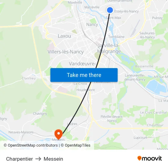 Charpentier to Messein map