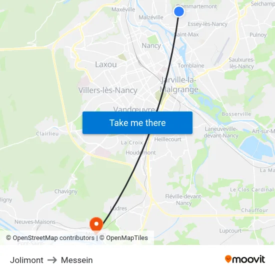 Jolimont to Messein map