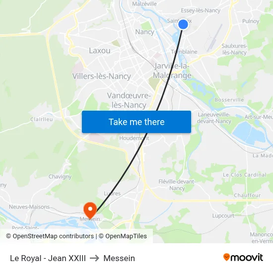 Le Royal - Jean XXIII to Messein map