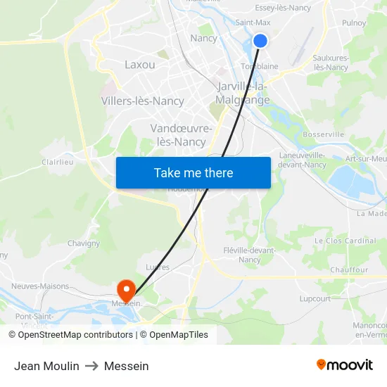 Jean Moulin to Messein map