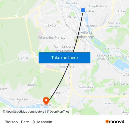 Blaison - Parc to Messein map