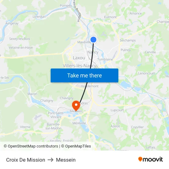 Croix De Mission to Messein map