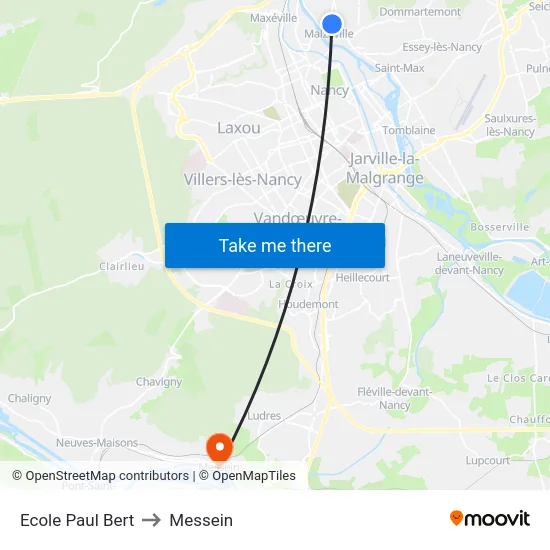 Ecole Paul Bert to Messein map