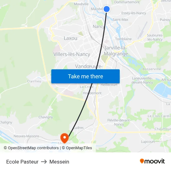Ecole Pasteur to Messein map