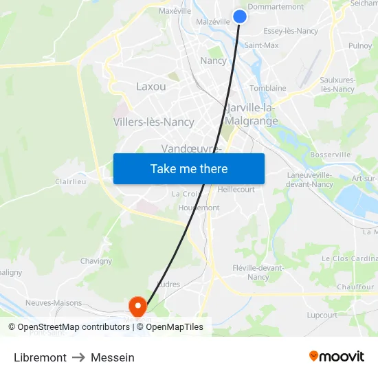 Libremont to Messein map