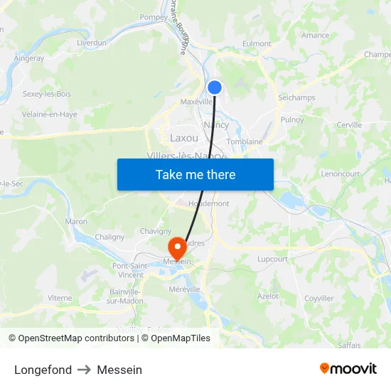 Longefond to Messein map