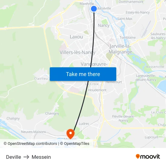 Deville to Messein map
