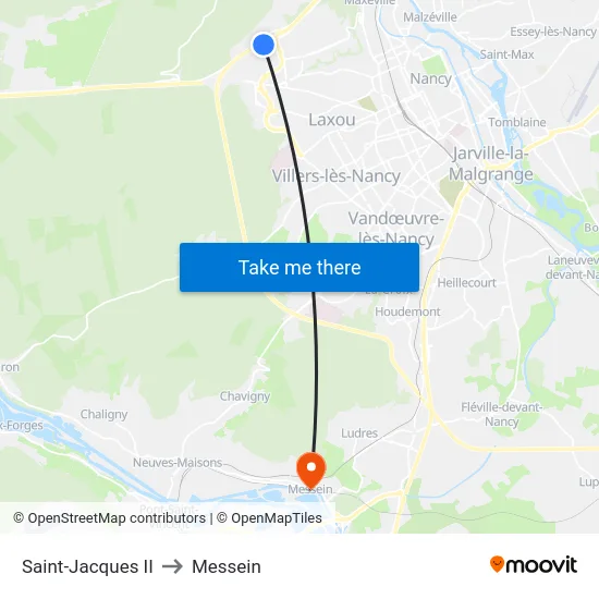 Saint-Jacques II to Messein map