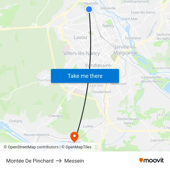 Montée De Pinchard to Messein map