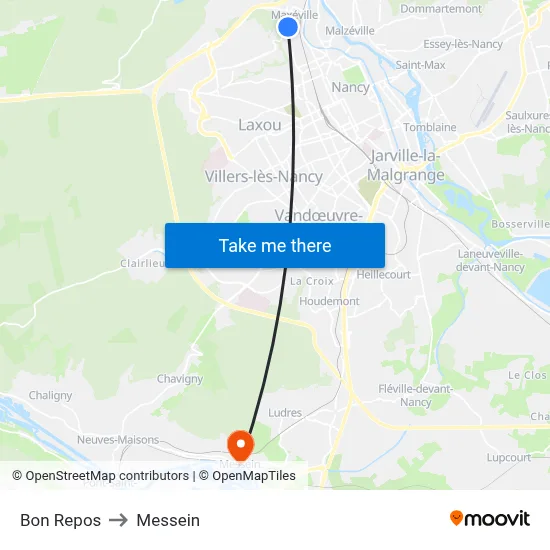 Bon Repos to Messein map