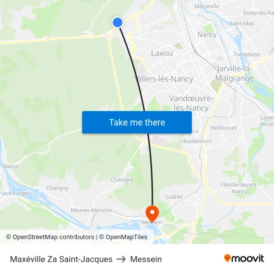 Maxéville Za Saint-Jacques to Messein map