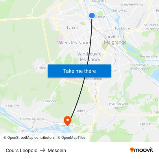 Cours Léopold to Messein map