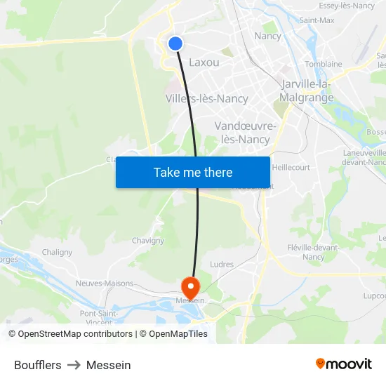 Boufflers to Messein map