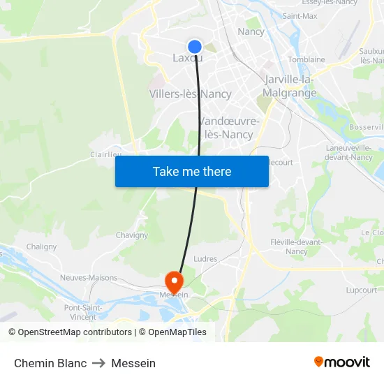 Chemin Blanc to Messein map