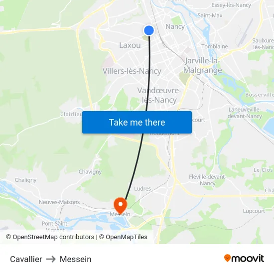 Cavallier to Messein map