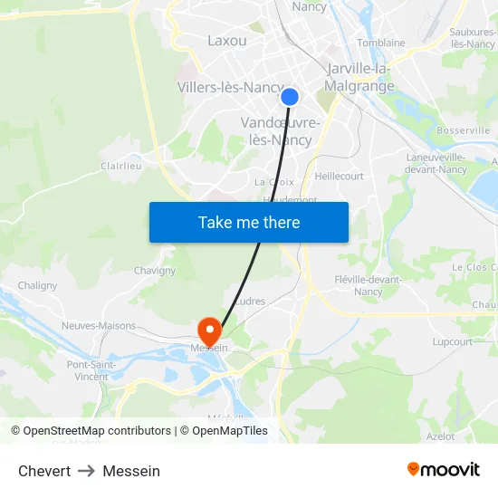 Chevert to Messein map